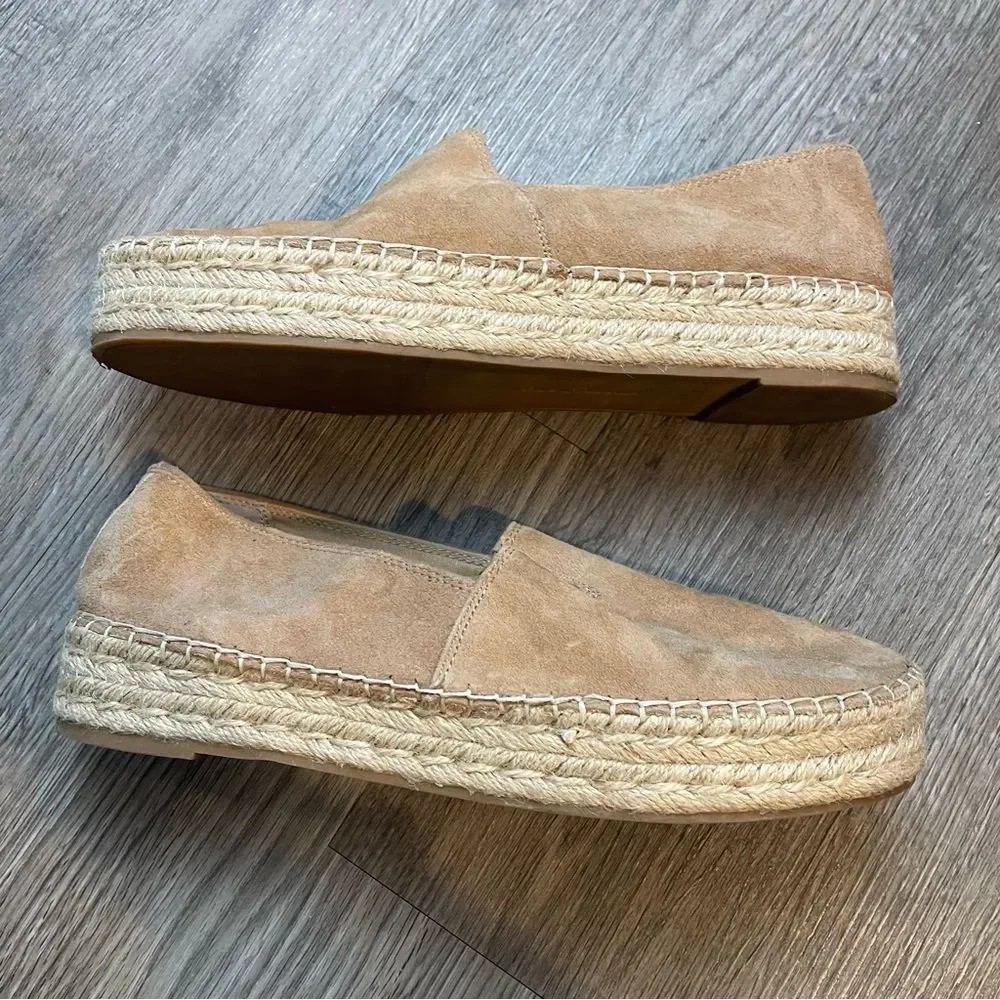 SAM EDELMAN Cherlene Tan Suede Platform Espadrille Slip Ons